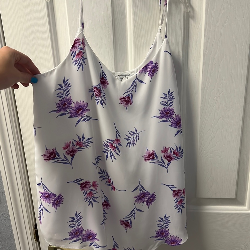 white flowered tank top